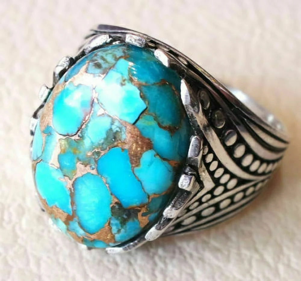 925 Sterling Silver Turquoise Gemstone Ring J444