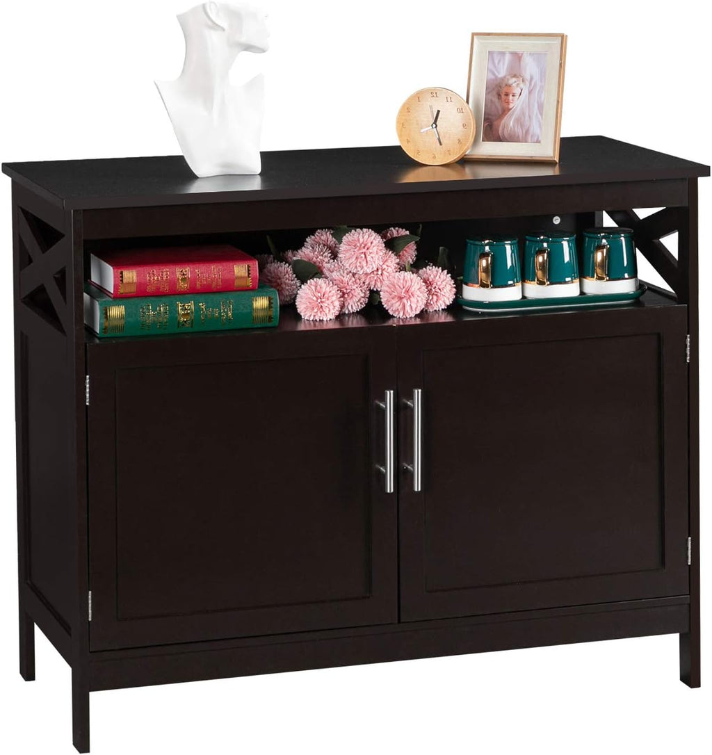 Brown Buffet Cabinet with Open Shelf R738297
