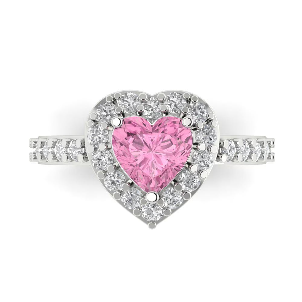 14k White Gold Halo Ring with Accents I84228