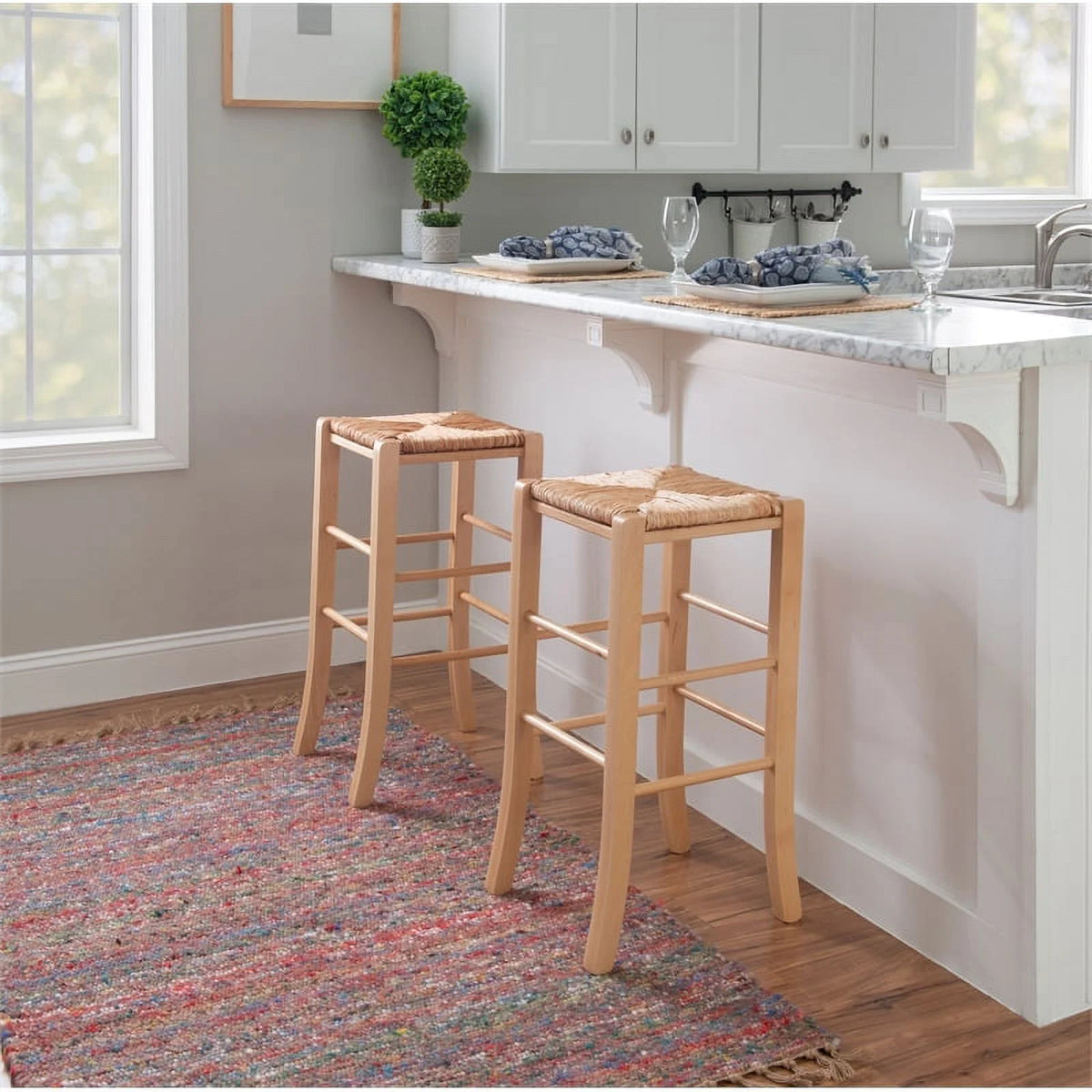 29.15" Traditional Wood Backless Bar Stool N91788