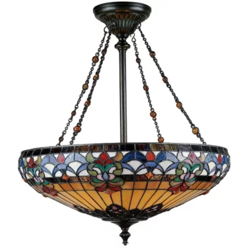 4 Light Tiffany Bowl Pendant Chandelier F69848