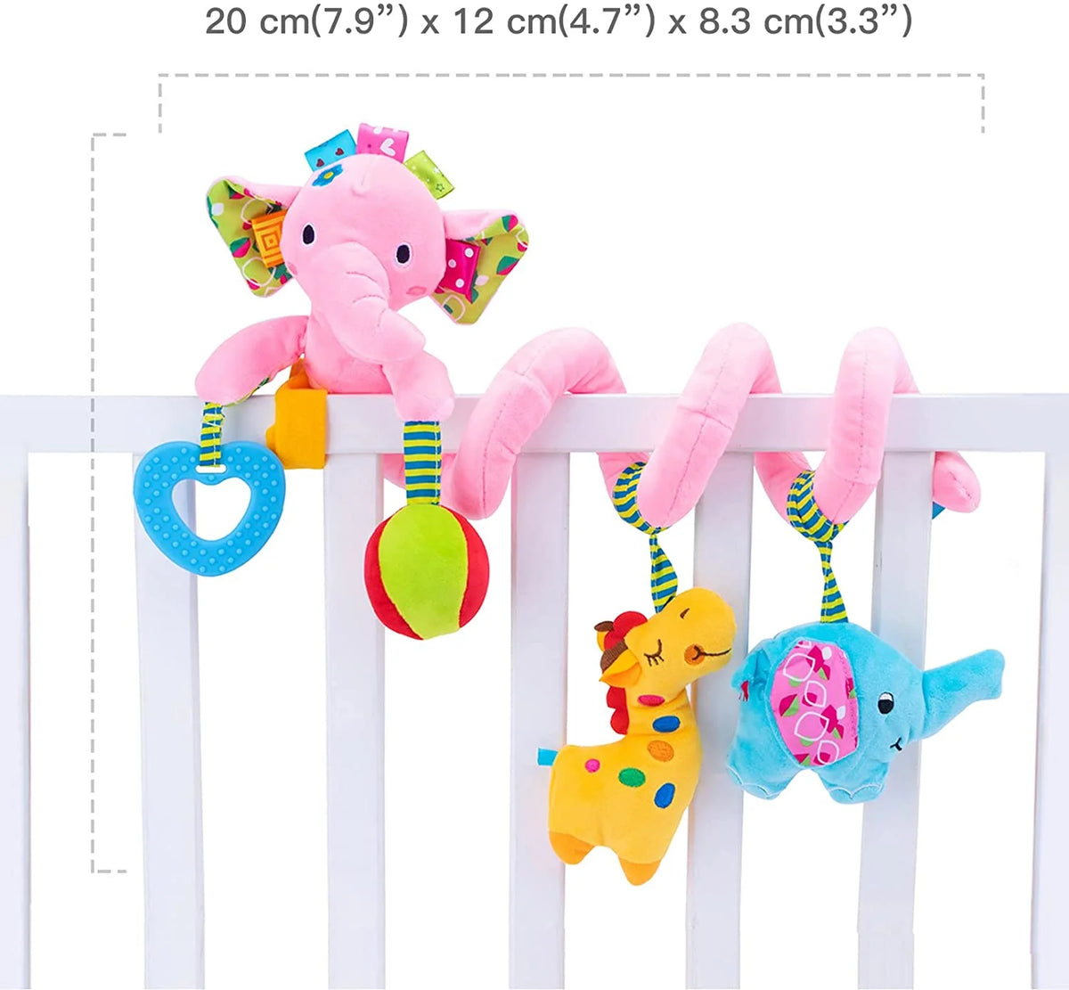 Pink Elephant Hanging Plush Rattles Crib Toy G655592