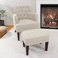 Beige Tufted Accent Chair with Ottoman M572207