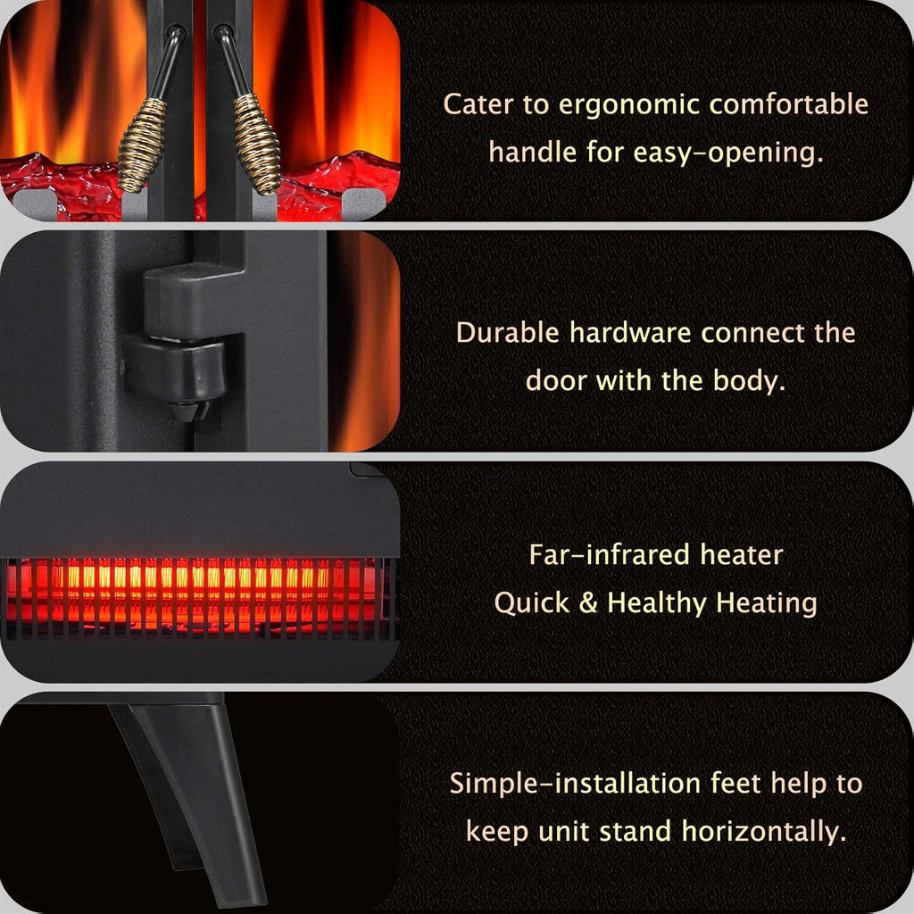 3D Infrared Electric Fireplace Stove, Freestanding Fireplace Heater, 1000W/1500W A287349