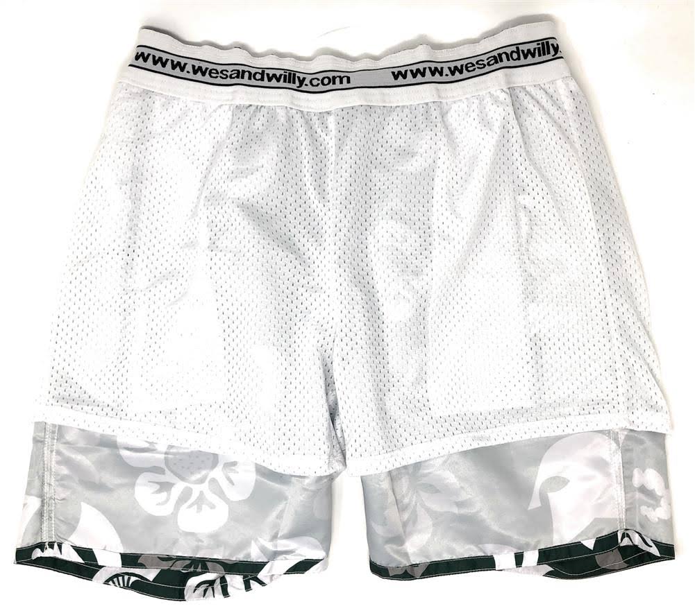 Green Floral Volley Swim Trunks Large F590245
