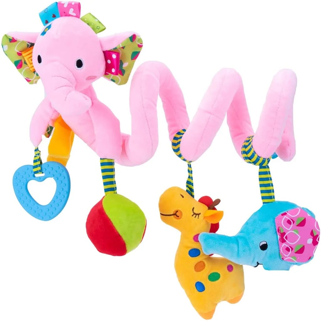 Pink Elephant Hanging Plush Rattles Crib Toy G655592