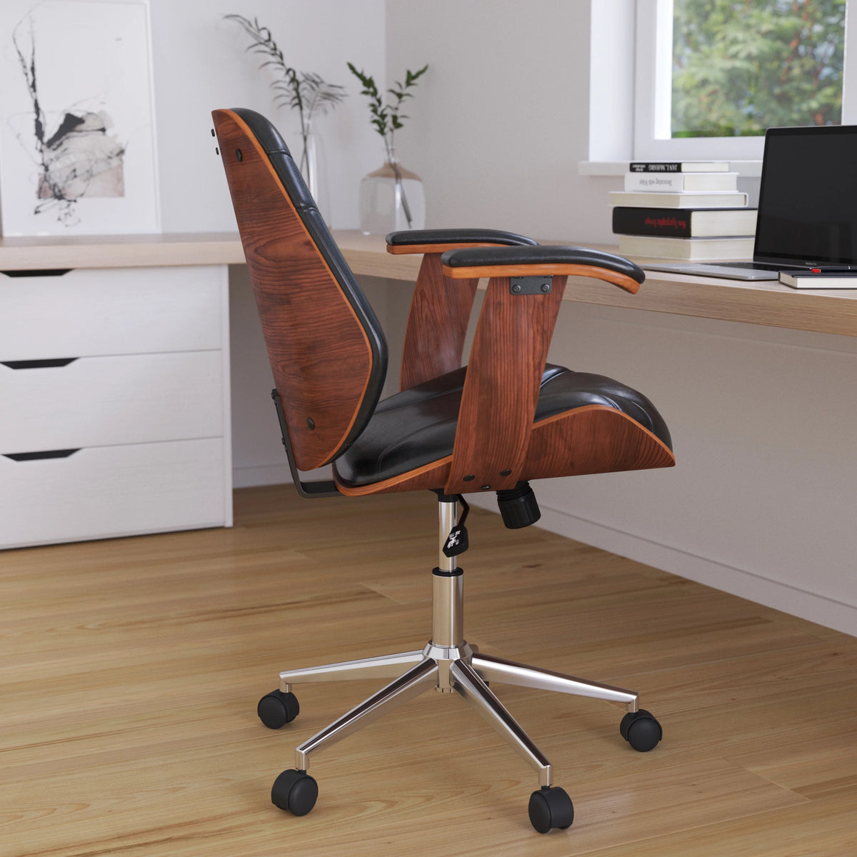 Black Faux Leather Ergonomic Office Chair G239409