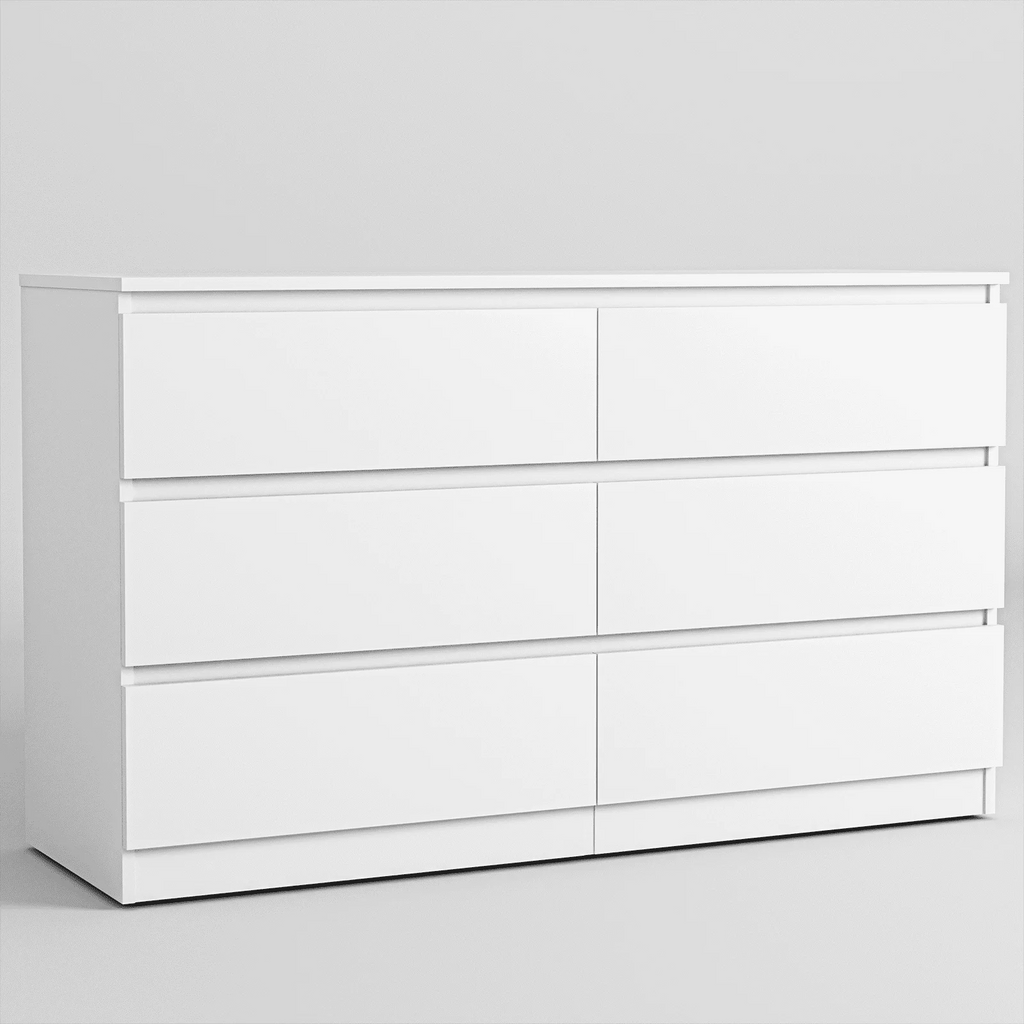 White 6 Drawer Dresser D590