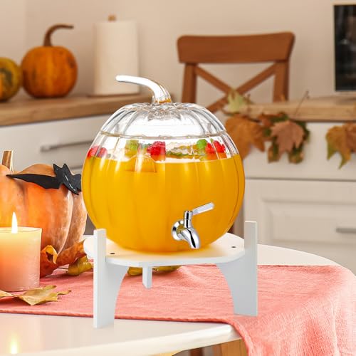 2 Gallon Pumpkin Glass Drink Dispenser with Stand R55340