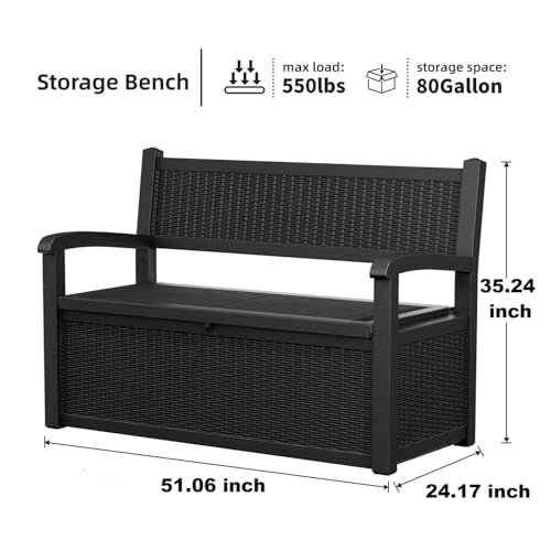 75 Gallon Black Storage Bench Deck Box H42392