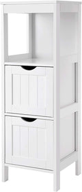 White Bathroom Floor Storage Cabinet with 2 Drawers B85308