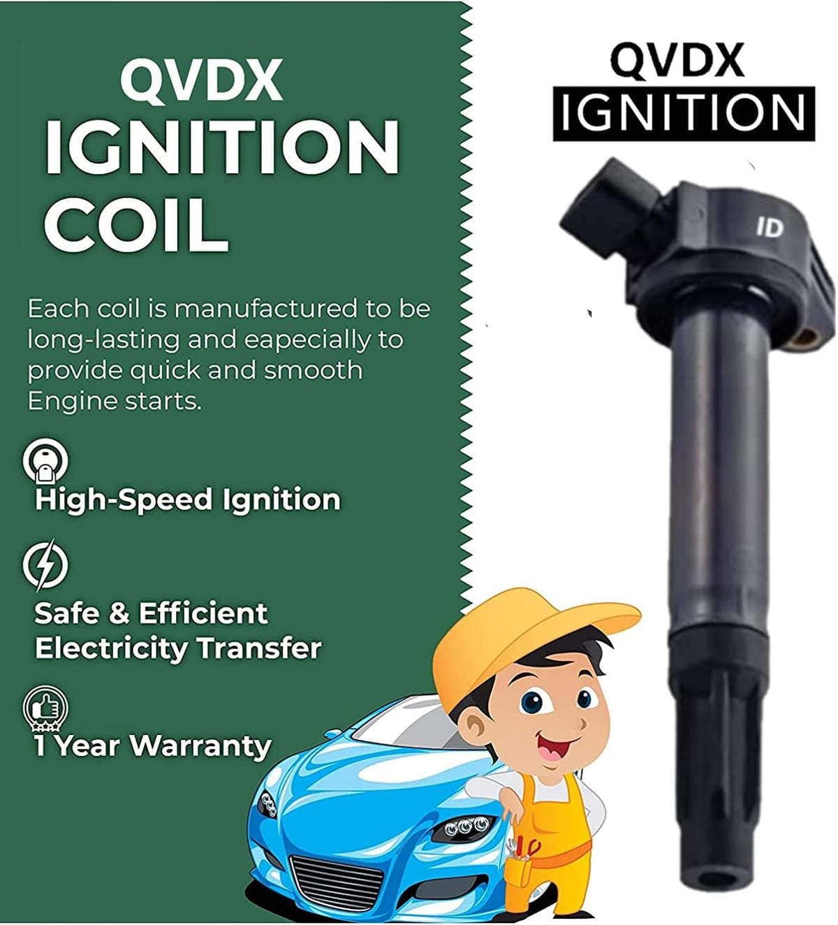 Iridium Spark Plugs and Ignition Coil Pack of 6 E315
