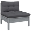 Solid Pinewood Patio Sofa with Anthracite Cushions X53020