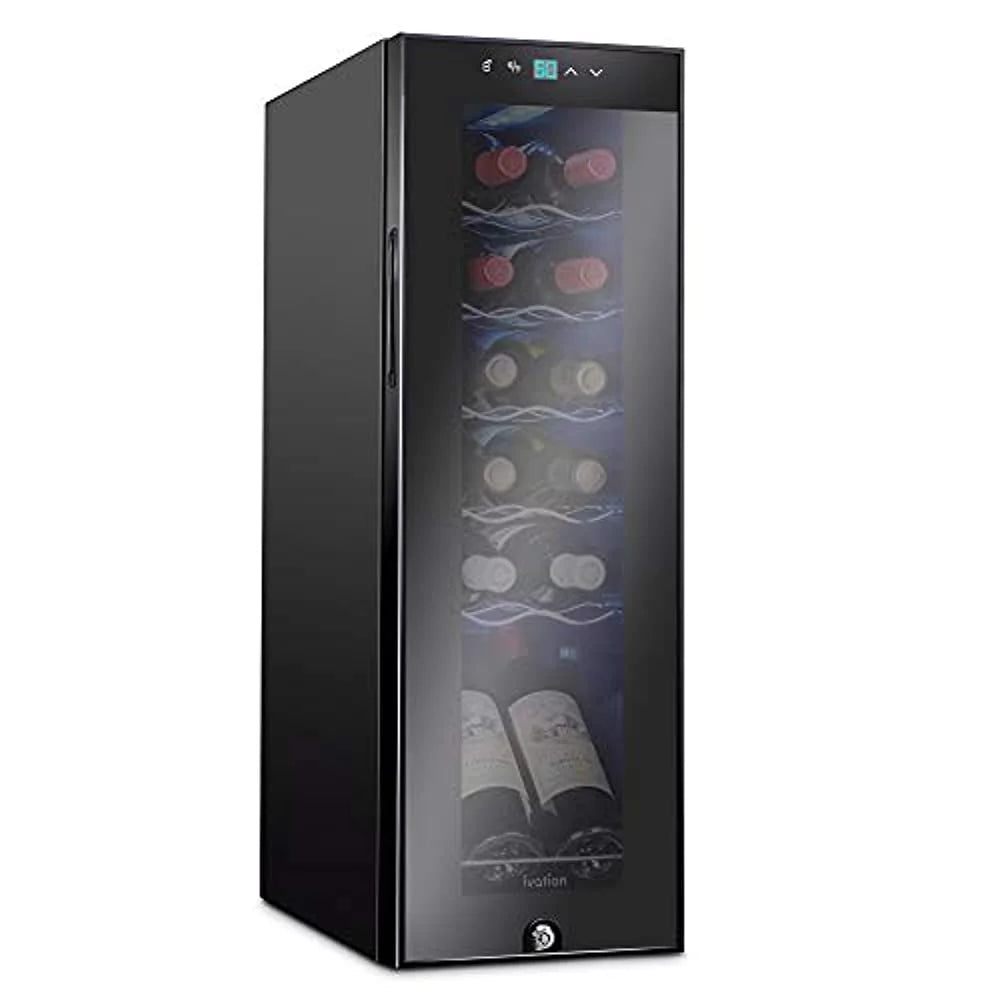 12 Bottle Compressor Wine Cooler Refrigerator with Lock, Black F380