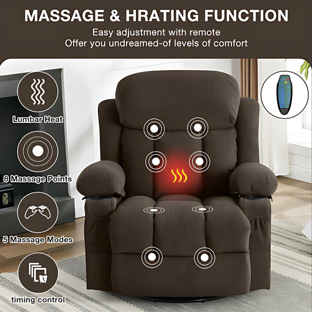 Brown Swivel Massage Recliner Sofa N64221