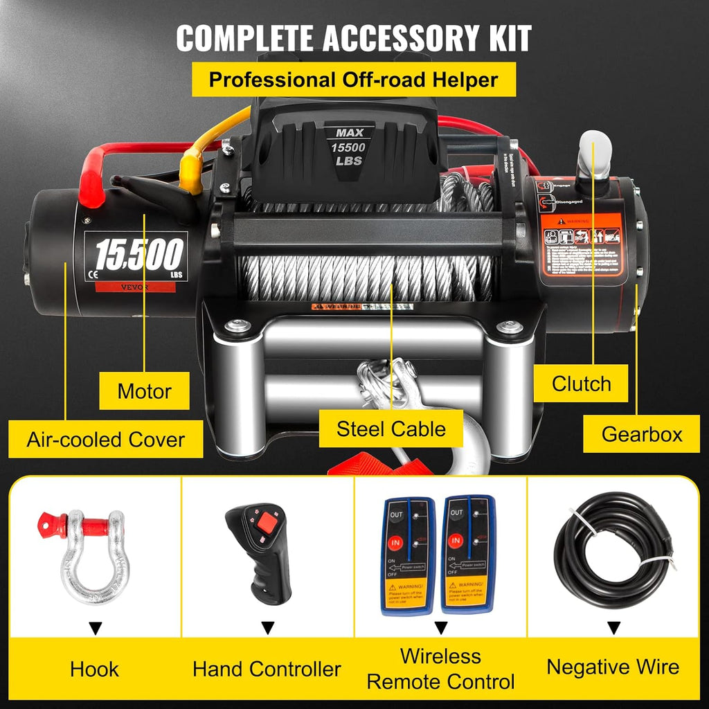 15500lb 12V Electric Winch with Wireless Remote Control R731