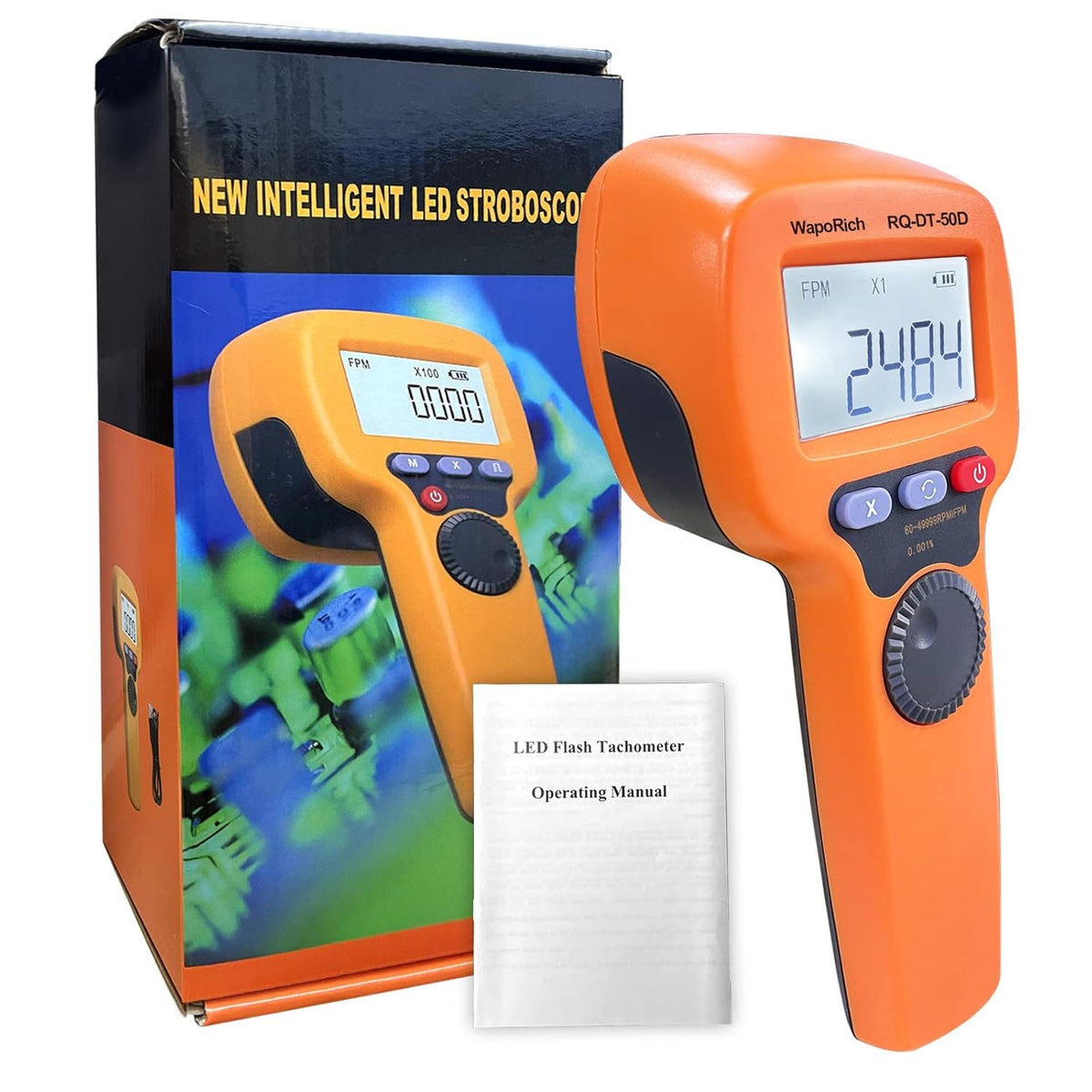 Rechargeable LED Flash Strobe Tachometer 60-49999 FPM V7702