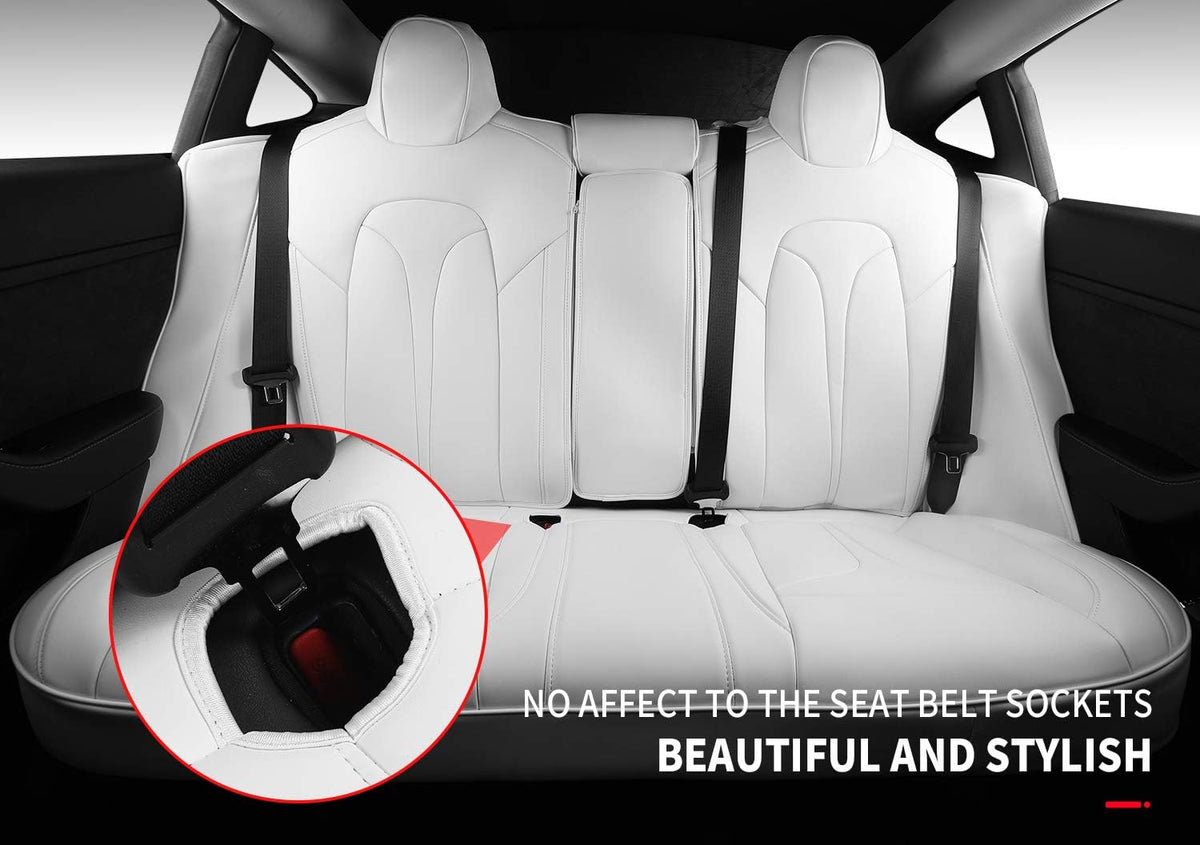 White Nappa Leather Car Seat Covers Q704