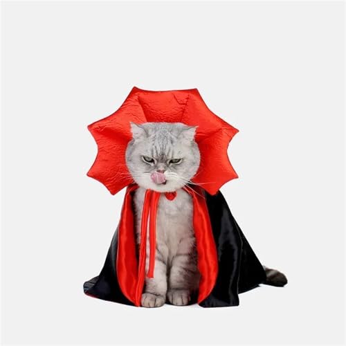 Red Black Vampire Cape Cloak Pet Cat Adjustable Cosplay Set C116373