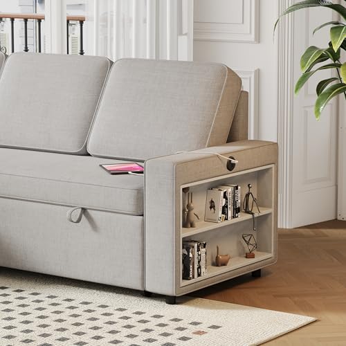 86 Inch Reversible Sleeper Sectional Sofa with Pull Out Couch Bed M4221