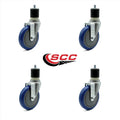 5x22 Blue Polyurethane Swivel Caster with Expanding Stem, Set of 4 E812