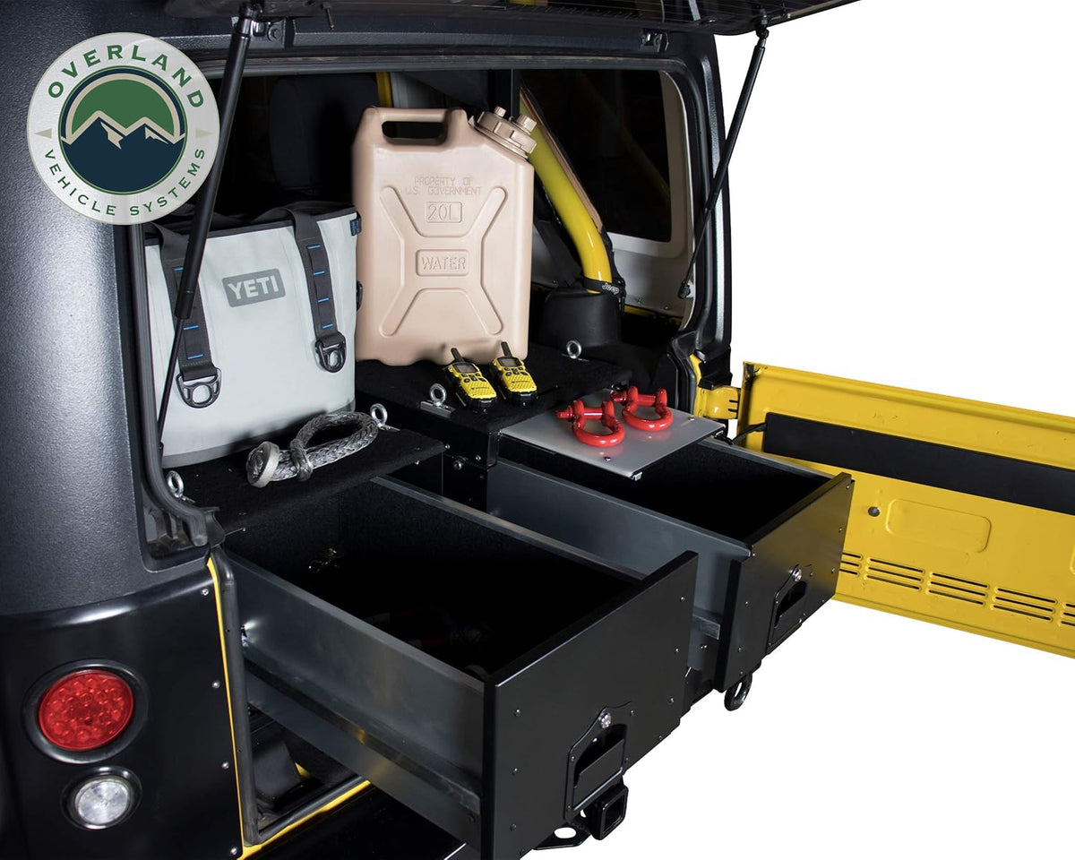 Black Powder Coat Cargo Box With Slide Out Drawer & Working Station M8068