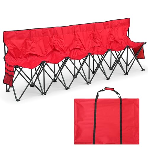 6 Seats Folding Soccer Bench Chair with Storage Bag K769427