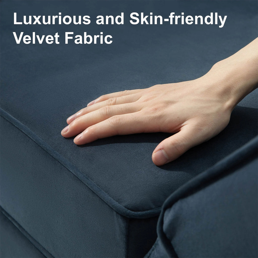 Blue Velvet L Shaped Sectional Sofa with Storage D755