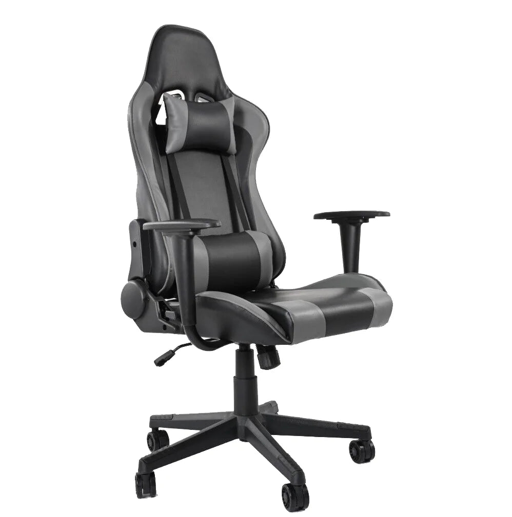Gray Gaming Chair with Adjustable Headrest and Lumbar Pillow U6297
