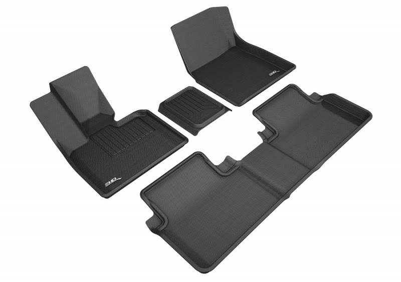 Black Carbon Fiber Embossed Pattern Floor Mat R9451