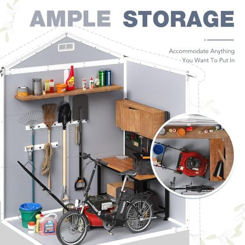 6x4 FT Waterproof Plastic Resin Storage Shed with Lockable Door C7597