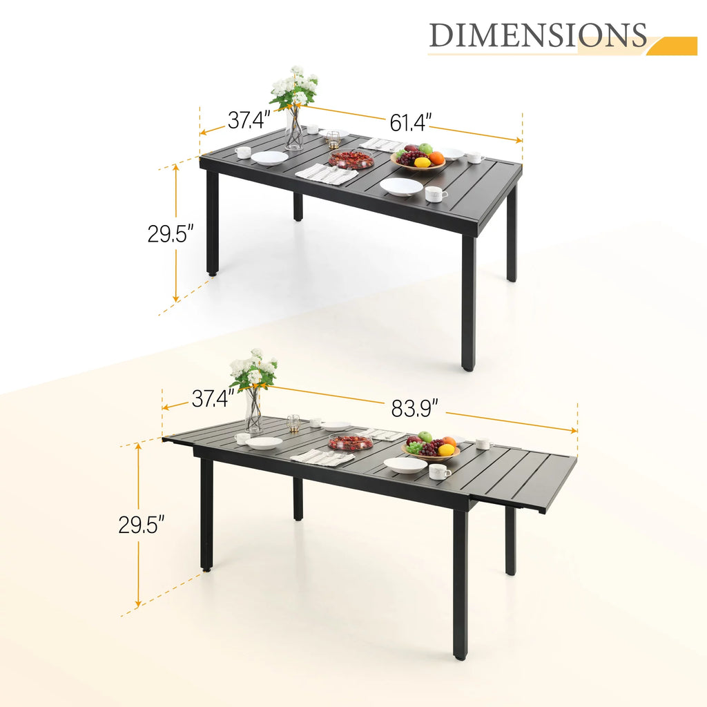 7 Pieces Outdoor Patio Dining Set with 6 Textilene Chairs and Extendable Dining Table R7725