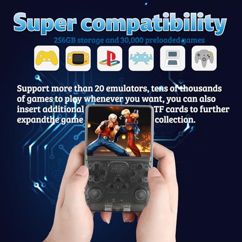 Handheld Game Console 30000 in 1 Games 3.5-Inch IPS Screen 256GB W646