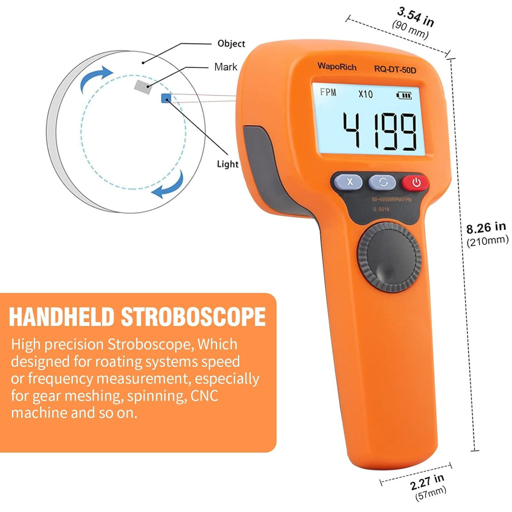 Rechargeable LED Flash Strobe Tachometer 60-49999 FPM V7702