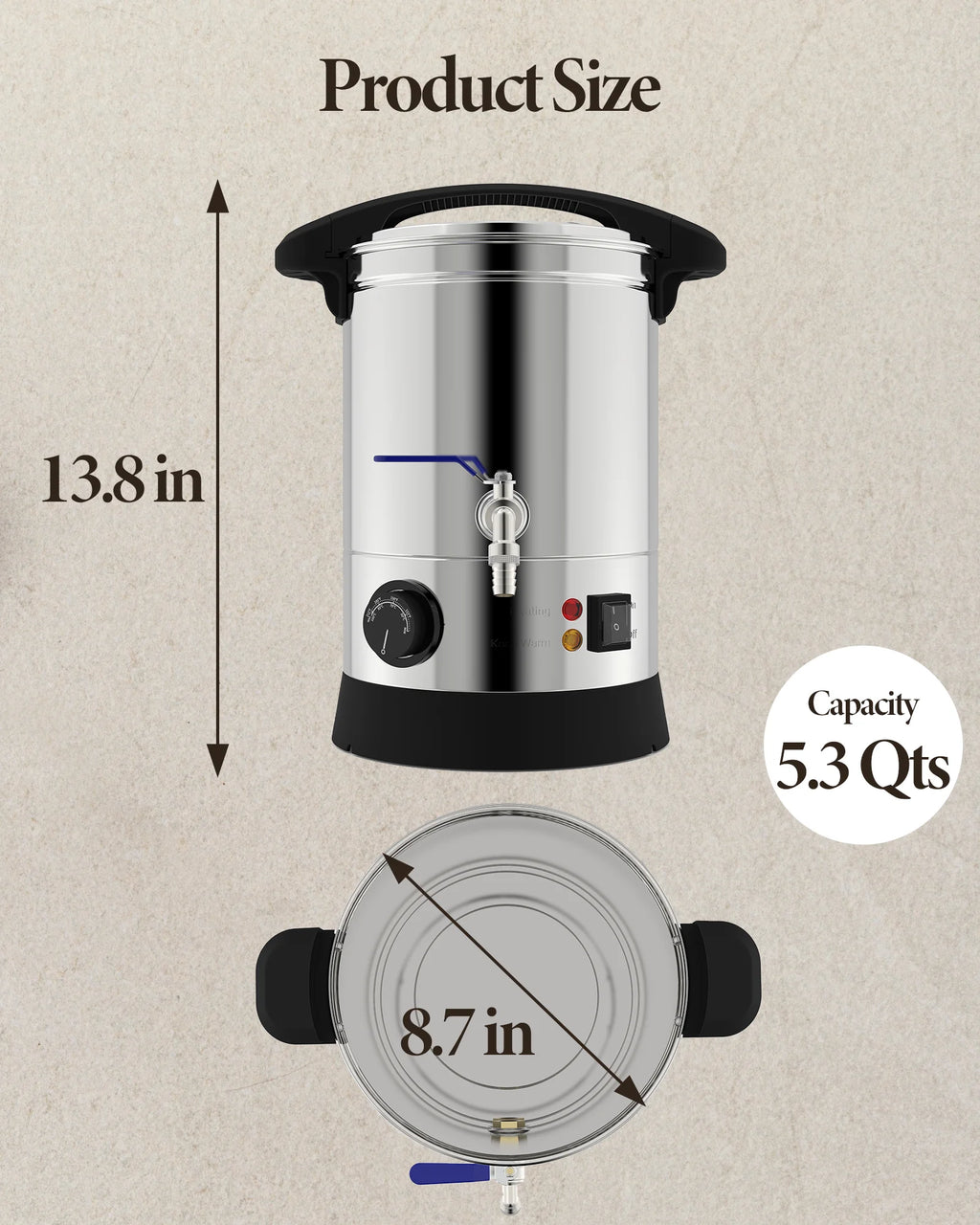 5 Qts Electric Wax Melter with Temp Control and Pour Spout V48475