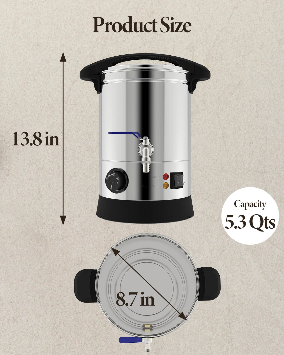 5 Qts Electric Wax Melter with Temp Control and Pour Spout V48475