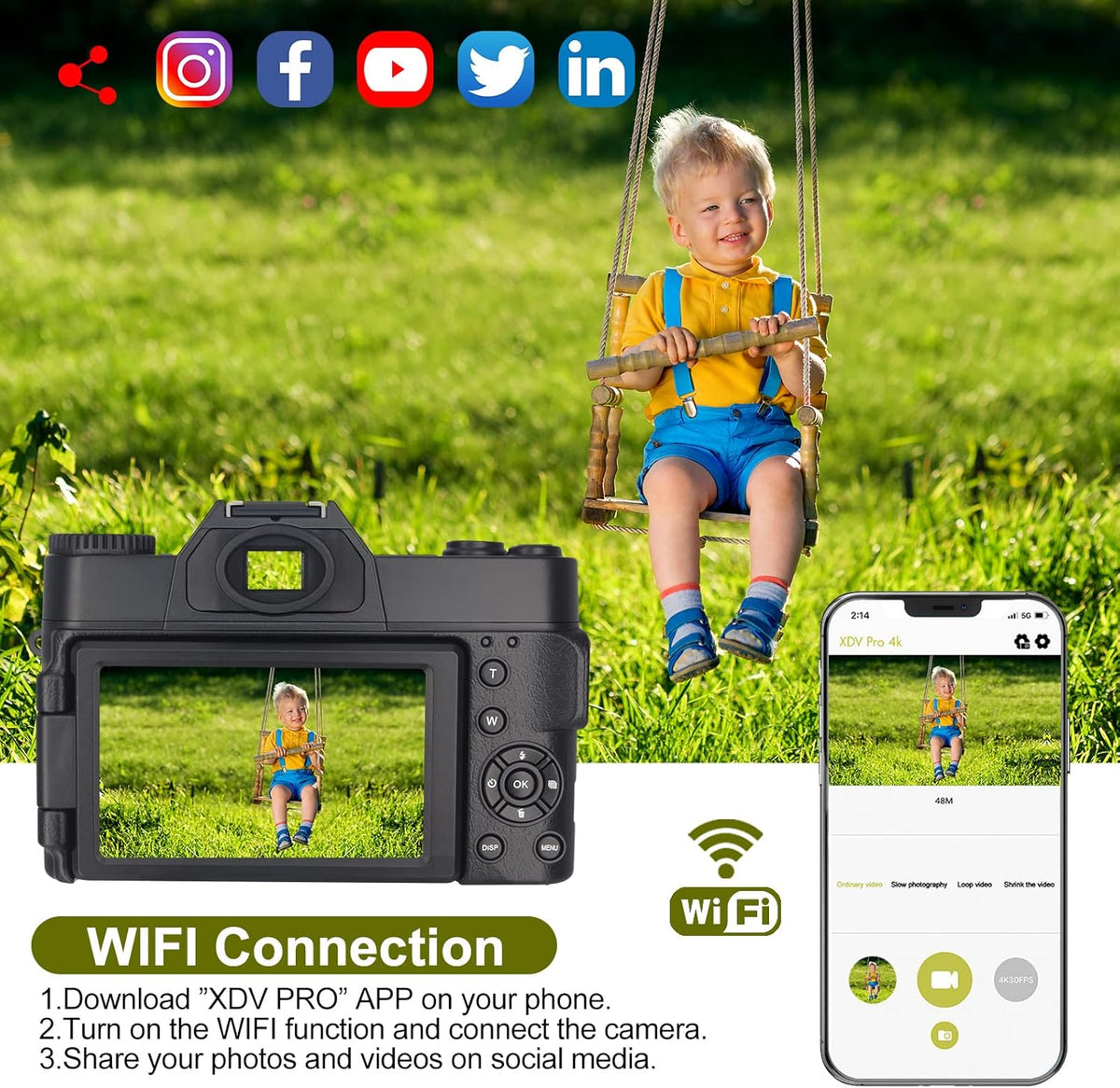 4K 48MP Full HD WiFi Digital Camera with Flip Screen M9450