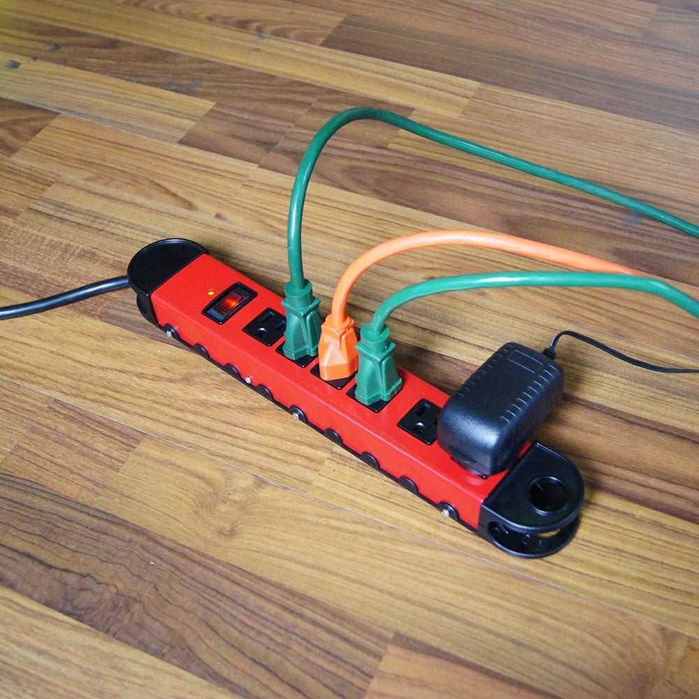 6-Outlet 15ft Cord Metal Surge with 500-Joule Protection X2956