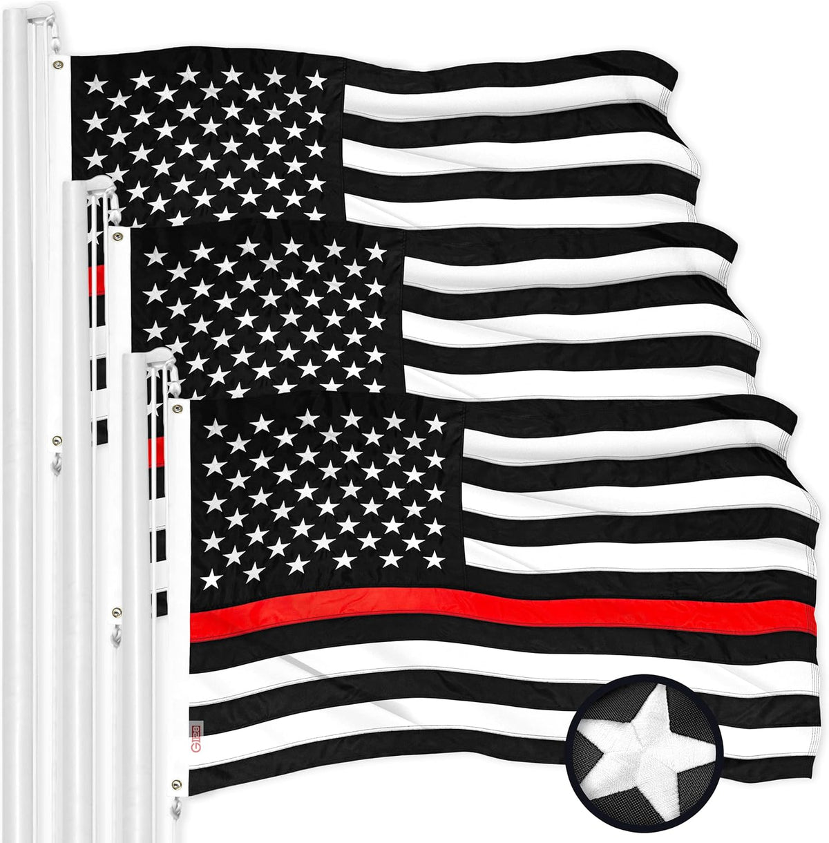 Thin Red Line Embroidered American Flag 2X3 FT W880670