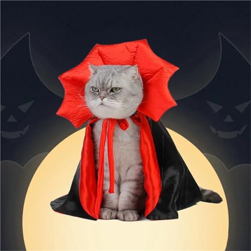 Red Black Vampire Cape Cloak Pet Cat Adjustable Cosplay Set C116373