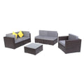 6 Pieces PE Wicker Rattan Corner Sofa Set V473057