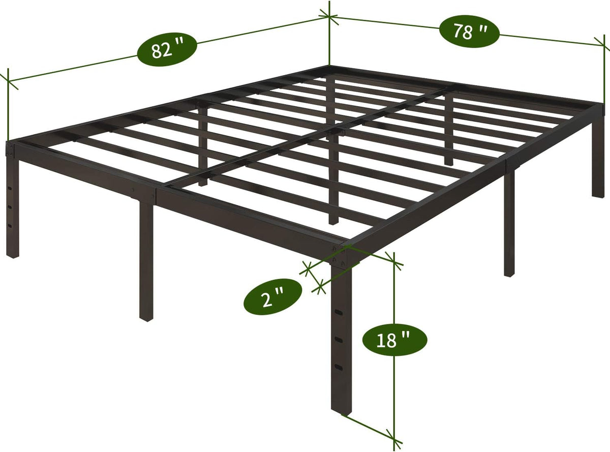 18 Inch Metal Platform Bed Frame Queen Black W85429