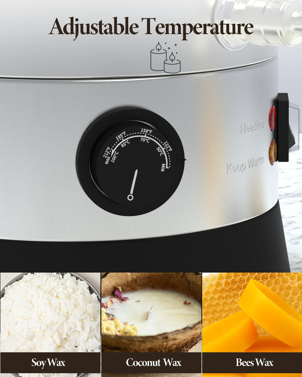 5 Qts Electric Wax Melter with Temp Control and Pour Spout V48475