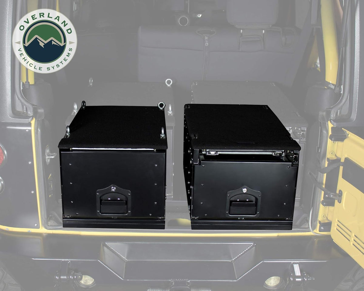 Black Powder Coat Cargo Box With Slide Out Drawer & Working Station M8068
