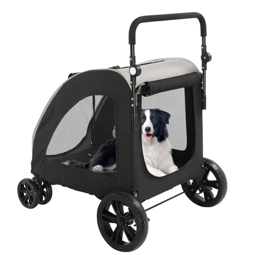 3 Wheels Foldable Pet Stroller with Cup Holder & Storage Basket (Black) X2123
