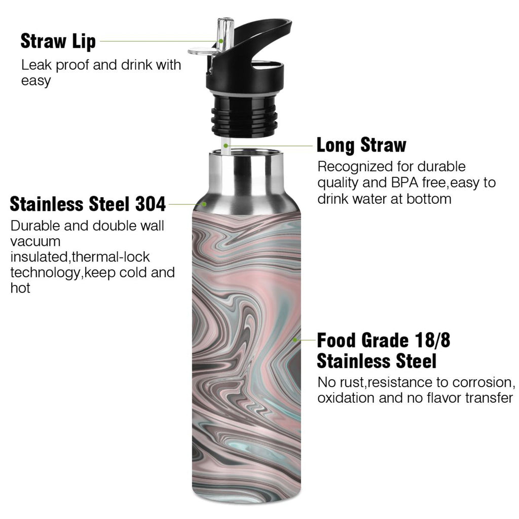 Pink Stainless Steel Insulated Water Bottle with Straw Lid G92213