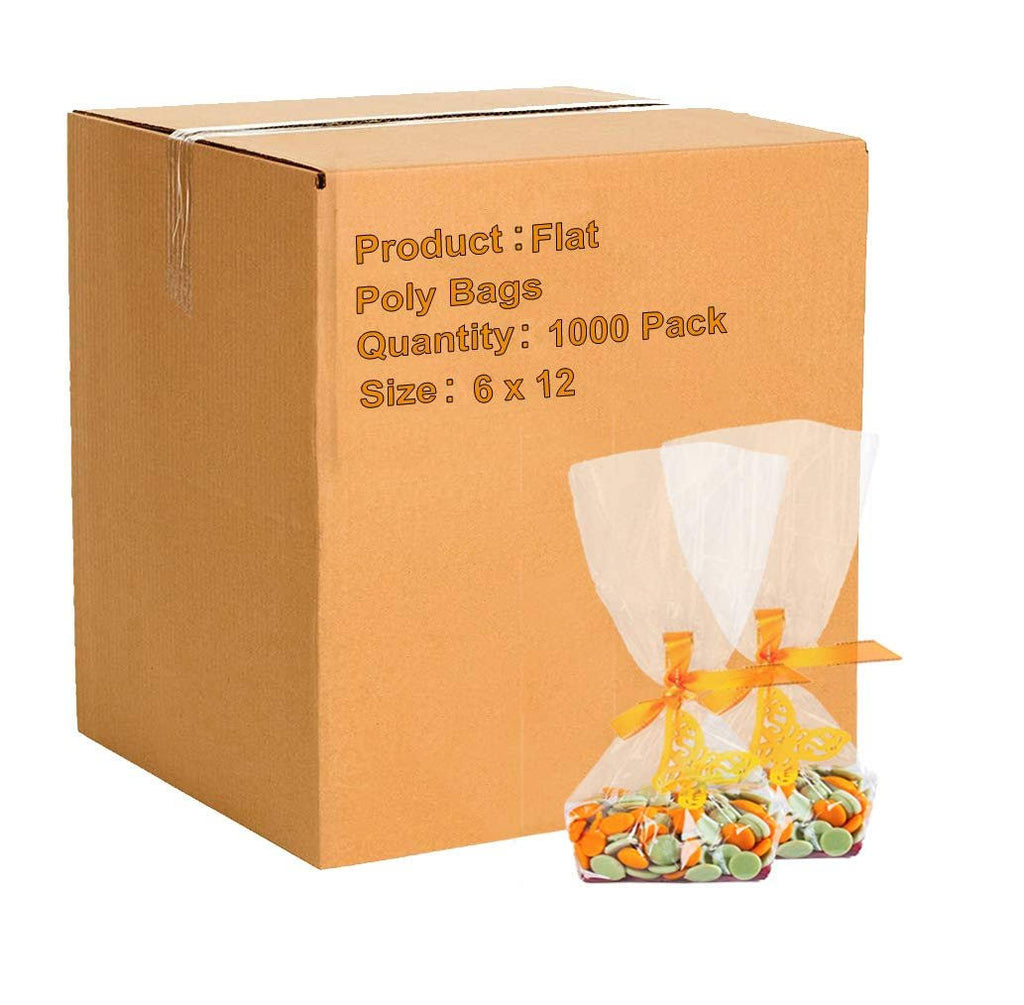 1000 Pack Clear Flat Open Top Poly Bags 6 Mil C751