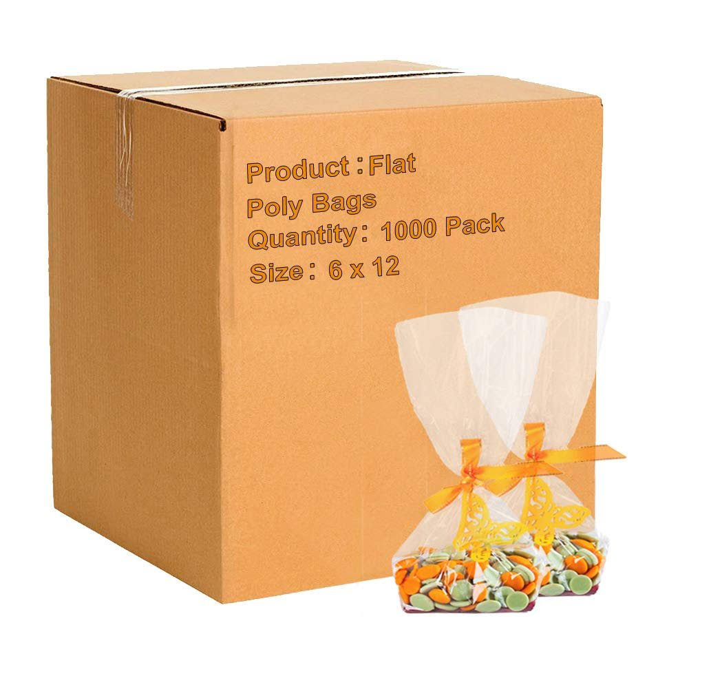 1000 Pack Clear Flat Open Top Poly Bags 6 Mil C751