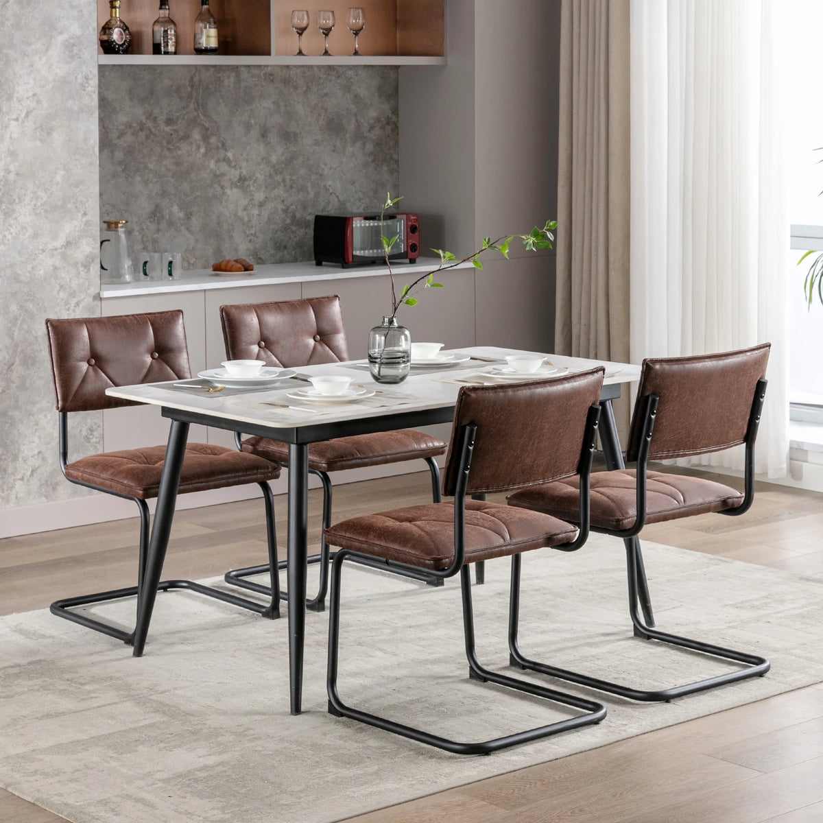 Set of 4 Upholstered Suede Dining Chairs A468878