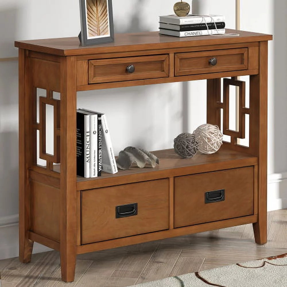 Farmhouse 36'' Wood Console Table with 4 Drawers Y98228